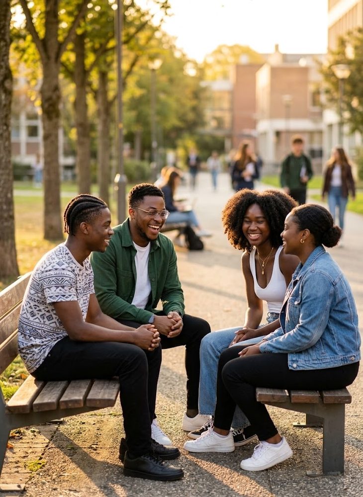 Groupe d'étudiants riant ensemble